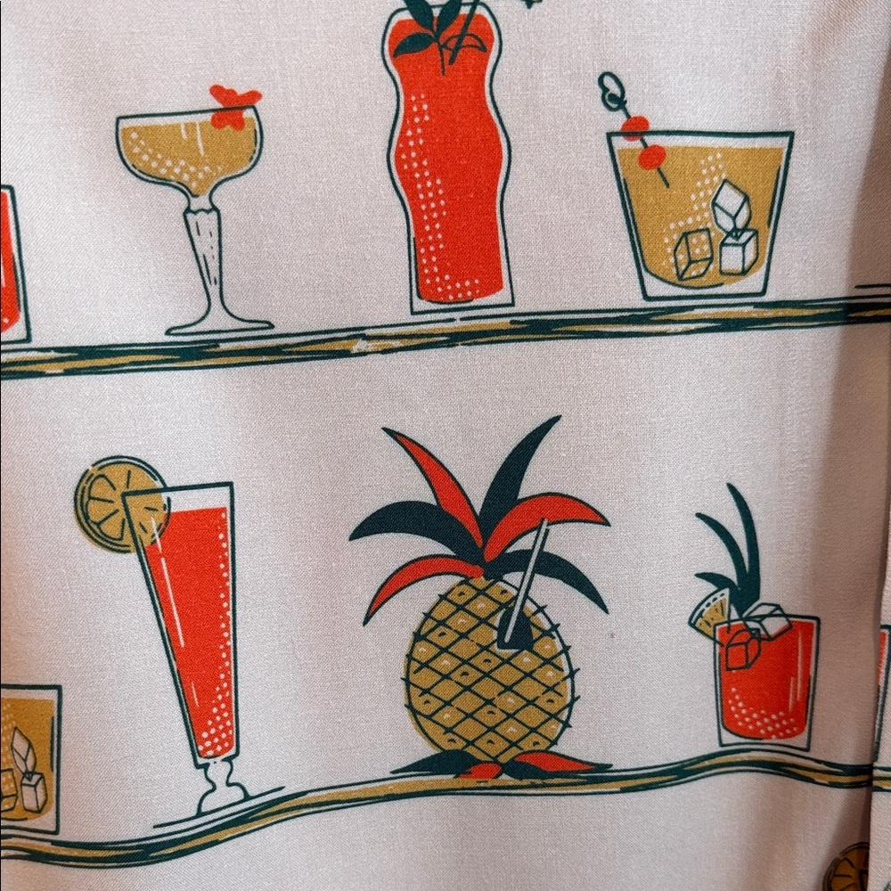 Durin Beige Cocktail Print Men's Shirt - Picture 3 of 4